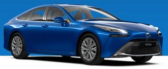 Toyota Mirai Brennstoffzelle in der Farbe Force Blue - verfügbar im Autohaus Goos